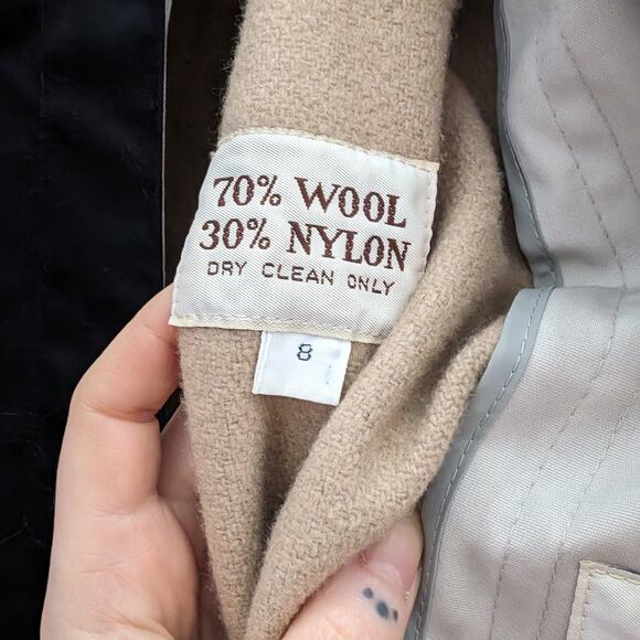 Vintage Black Trench Coat Longline Minimalist Wool Coat Duster Jacket Medium - Picture 9 of 9